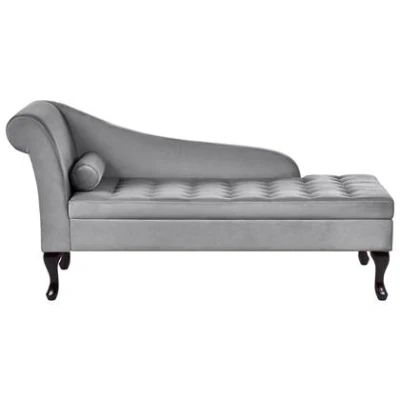 Afbeelding van Beliani PESSAC Chaise longue Lichtgrijs Rechterzijde Fluweel