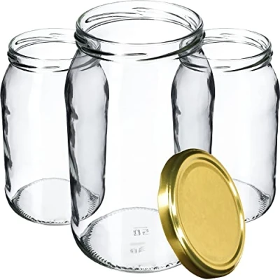 Afbeelding van KADAX Weck Set van 24 glazen potten 900 ml, inmaakpotten, jampotten, voorraadpotten,