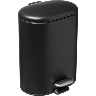 Afbeelding van 5Five Prullenbak/pedaalemmer zwart rvs metaal 6 liter 15x24x30 cm Badkamer en toilet