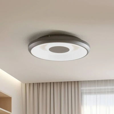 Afbeelding van Lindby Slimme plafondlamp met dimmer 1licht Plastic, metaal H: 8 cm wit, zwart Inclusief lichtbron