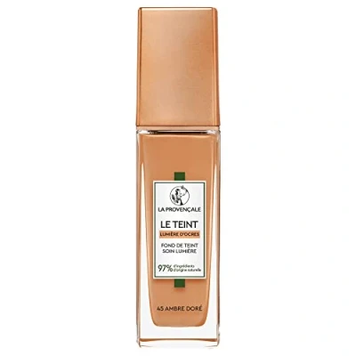 Image de La Provençale Le Fond de Teint Soin Lumière 97% d&#039;ingrédients d&#039;origine naturelle Couvrance Moyenne Tous Types Peaux À l&#039;Huile d&#039;Olive Bio AOP Provence Teinte : 45 Ambre Doré 30 ml
