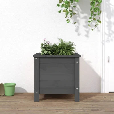 Afbeelding van Plantenbak 40x40x39 cm massief grenenhout grijs