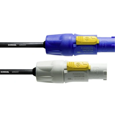 Afbeelding van Cordial CFCA 10 FCB Stroom Aansluitkabel [1x PowerCon stekker 1x stekker] 10.00 m Blauw, Wit