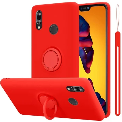 Afbeelding van Cadorabo Hoesje geschikt voor Huawei P20 LITE 2018 / NOVA 3E in LIQUID ROOD Beschermhoes van flexibel TPU silicone Case Cover met ring