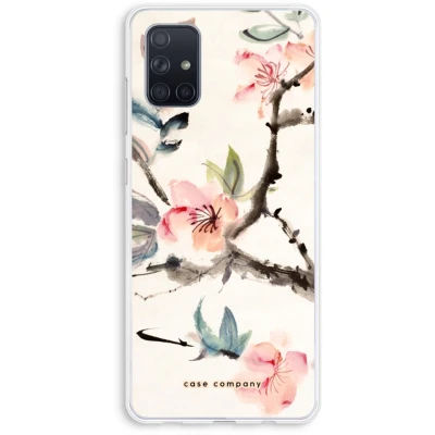 Afbeelding van Case Company® hoesje geschikt voor Samsung Galaxy A71 Japanse bloemen Soft Cover Telefoonhoesje Bescherming aan alle Kanten en Schermrand