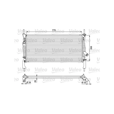 Afbeelding van VALEO 701731 Radiateur Aluminium 770 358 26 Zonder kap Koelribben gesoldeerd FORD: Transit Mk6 Platform / Chassis, Van