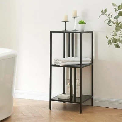 Afbeelding van Open kast Kumlinge met planken staal 80x35x35 cm zwart