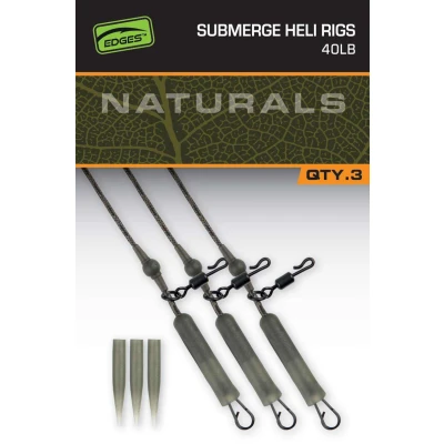 Image de Fox Naturals Submerged Heli Rig Leaders 40lb (3 pcs) Bas de ligne carpe