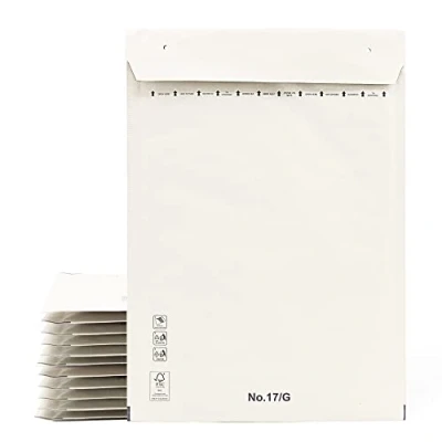 Afbeelding van Ofituria Luchtkussenenveloppen, postenveloppen, papieren zakken met bubbels, kleur wit, enveloppen lijm (100 enveloppen, 270 x 360 mm)