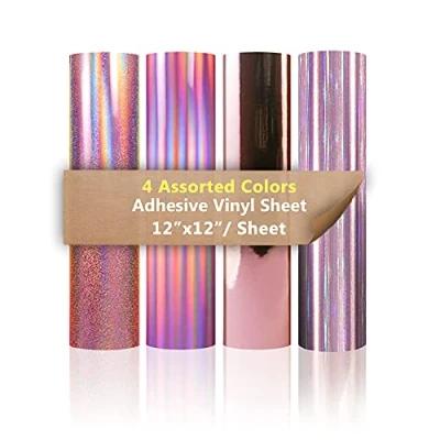 Afbeelding van Heinaroman VIN925 vinylfolie, roodgoud, 4 kleuren, permanent, zelfklevend, meerkleurig, 30,5 x cm (metallic, geborsteld, holografisch, Flash hologram)