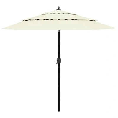 Afbeelding van vidaXL Parasol met 3 niveaus aluminium mast voor buiten, verschillende maten, Zand