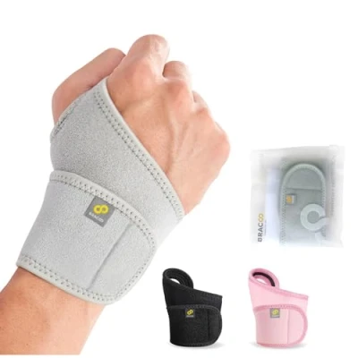 Afbeelding van Bracoo WS10 Polsbandage Polsbrace verstelbare neopreen band wrist support grijs