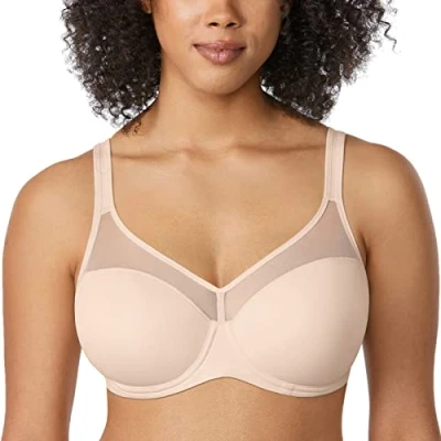 Afbeelding van DELIMIRA Beugelbeha voor dames, naadloze beha, grote maten, gevoerd, Beige