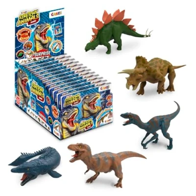 Afbeelding van CRAZE Stretchy Animals Dinos complete collectie, 12 super rekbare dinosaurusfiguren, verzamelbaar dinosaurusspeelgoed met elastische huid en speciale vulling