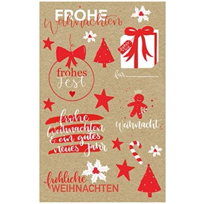 Afbeelding van AVERY Zweckform Art. 52292 Kerststickers van gerecycled papier, 2 vellen 11 stuks, voor kaarten, geschenken, DIY)