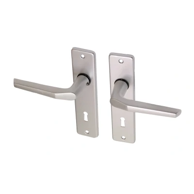 Afbeelding van Deurkruk met schild aluminium duimmodel Per Set