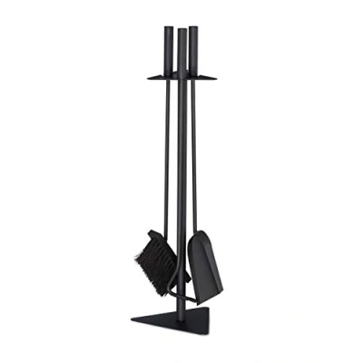 Afbeelding van Relaxdays haardstel modern vierdelig pook haardgereedschap standaard borstel