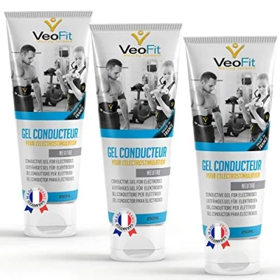 Afbeelding van VEOFIT Contactgel voor Elektrostimulatie 3*250mL Made in France geleidende elektrode gel TENS / EMS buikspiergordel huidbescherming en hydratatie elektroden therapie