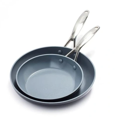 Afbeelding van GreenPan Valencia Pro Braadpan, 2 delig, met antiaanbaklaag van geanodiseerd gezond keramiek, 20 cm en 26 cm, PFAS vrij, inductie, vaatwasmachinebestendig, ovenbestendig, grijs