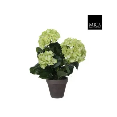 Afbeelding van Hortensia Kunstplant in Bloempot Stan H40 x Ø35 cm Groen