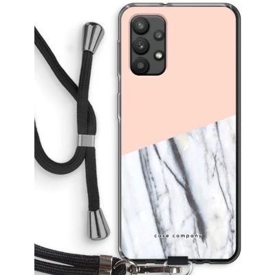 Afbeelding van Case Company® hoesje met Koord geschikt voor Samsung Galaxy A32 4G A touch of peach Telefoonhoesje Zwart Bescherming aan alle Kanten en Over de Schermrand