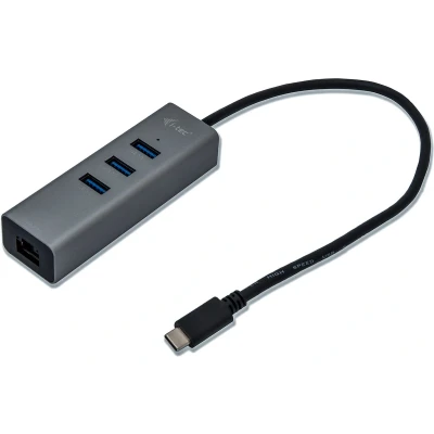 Afbeelding van i Tec USB C Metal HUB 3 Port + Gigabit Ethernet Adapter C31METALG3HUB