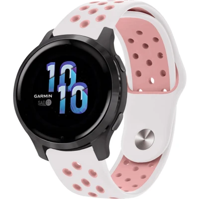 Afbeelding van iMoshion Siliconen sport 22 mm bandje Geschikt voor Garmin Venu 2 / Fenix 7 Pro 7s 6 Vivoactive 4 Polar Grit X Vantage M2 V2 Wit Roze