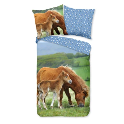 Afbeelding van Good Morning Kinderdekbedovertrek &quot;paarden&quot; Multi (135x200 cm) Katoen