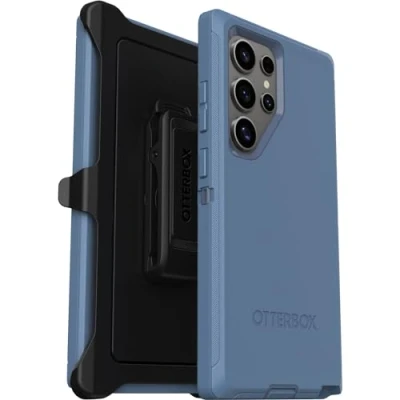 Image de OtterBox Defender Series coque de protection pour téléphone portable robuste en polycarbonate, housse caoutchouc synthétique, étui polycarbonate jeans bleu bébé (bleu) Samsung Galaxy S24 Ultra