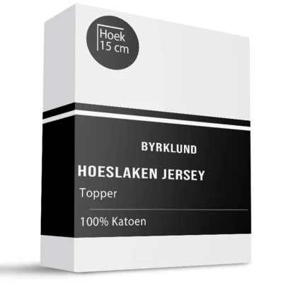 Afbeelding van Byrklund Jersey Hoeslaken 90x220 100% Katoen Wit