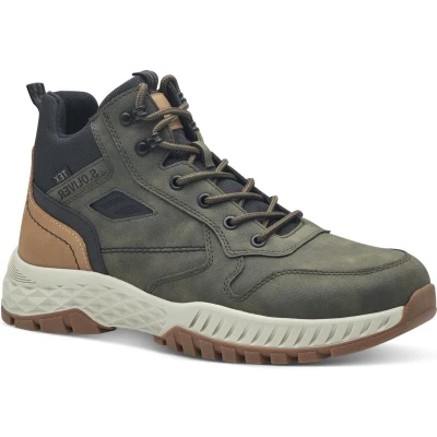 Afbeelding van s.Oliver Veterboots, Heren, Maat: 45, Khaki comb. Textiel/ synthetisch