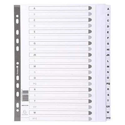 Afbeelding van Exacompta Mylar Printed Indices, A4 maxi, 20 Deel (A Z) Wit