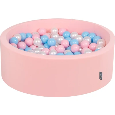 Afbeelding van KiddyMoon 90 x 30 cm/200 ballen met een diameter van 7 cm, rond ballenbad voor baby&#039;s, gemaakt in de EU, roze: Babyblauw, poederroze, parelmoer
