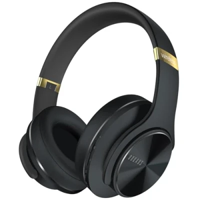 Afbeelding van DOQAUS Draadloze bluetooth hoofdtelefoon tot 90 uur, hifi stereo met 3 equalizer modi, microfoon en zachte oorkussens voor iPhone/iPad/Android/laptop