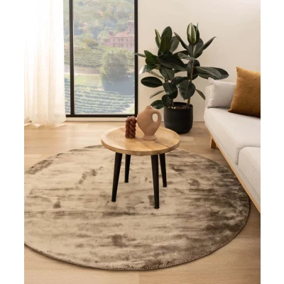 Afbeelding van Viscose Vloerkleed Rond Pearl Bruin 100 Cm