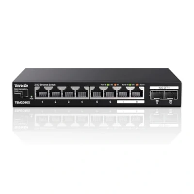 Afbeelding van Tenda 2,5 Gb switch met 8 G poorten en 2 x 10 SFP+ (VLAN, statische aggregatie, onbeheerd, plug and play, metalen behuizing) (TEM2010X)