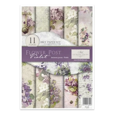 Afbeelding van ITD Collection RP035 Flower Post rijstpapier, paars, 29,7 x 21 cm