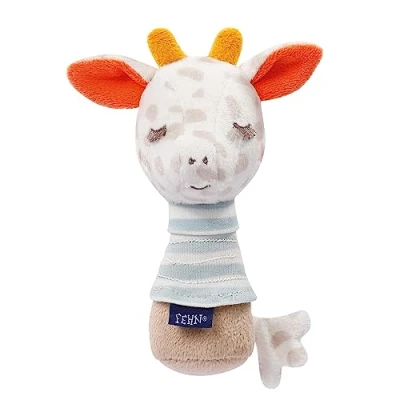 Afbeelding van Fehn 053128 Stabrassel Giraffe Baby speelgoed met geborduurde rammelaar &quot;Glow in the Dark&quot; voor baby&#039;s en peuters vanaf 0 maanden, maat: 14 cm
