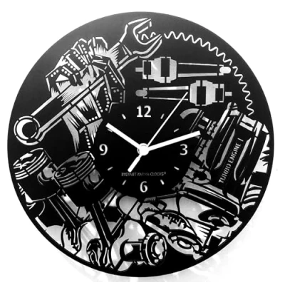 Afbeelding van Instant Karma Clocks Mechanisch ➤ Wandklok autowerkplaats, gereedschap cadeau idee