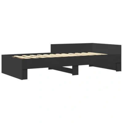 Image de vidaXL Cadre de lit noir 75x190 cm bois d&#039;ingénierie