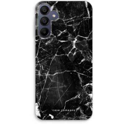 Afbeelding van Case Company® hoesje geschikt voor Samsung Galaxy A25 Zwart Marmer Soft Cover Telefoonhoesje Bescherming aan alle Kanten en Schermrand