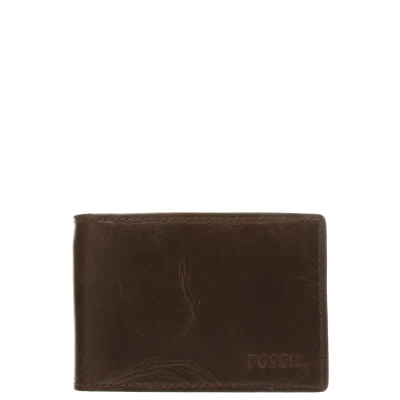 Afbeelding van Fossil Derrick geldclip voor heren, leer, 10 cm L x 1,5 7 H, Bruin (Donker Bruin)