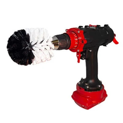 Afbeelding van Professionele schuurborstel, extra zacht, voor boormachine, wit, 8,5 cm, krast niet op oppervlakken, geschikt tapijt, leer, bekleding, meubels, auto interieur, glasreiniging