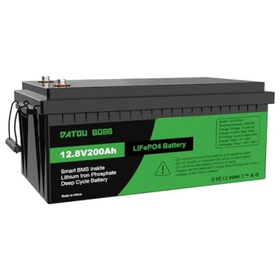 Afbeelding van DATOUBOSS LifePO4 accu, 12 V, 200 Ah, lithiumbatterij met BMS A, 4000 15.000 diepe cycli, 2560 Wh energie, ondersteuning voor serie/parallelle aansluiting, camper, zonnestelsel