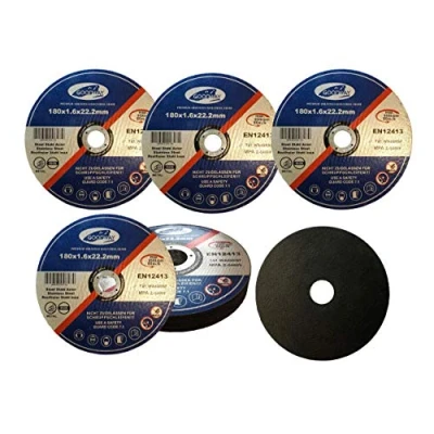 Afbeelding van Goodway Verpakking met 10 doorslijpschijven, professionele slijpschijven, geschikt voor Flex slijper, haakse roestvrij staal, diameter 180 mm, dikte 1,6 staal