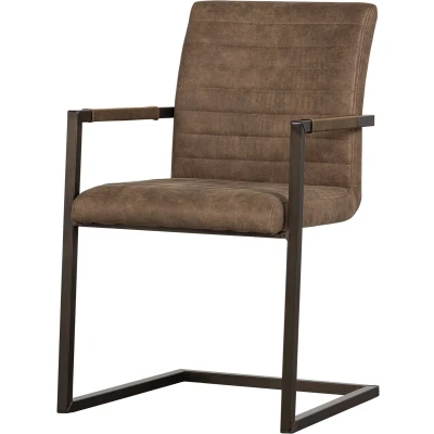 Afbeelding van Bas eetkamerstoel leerlook taupe