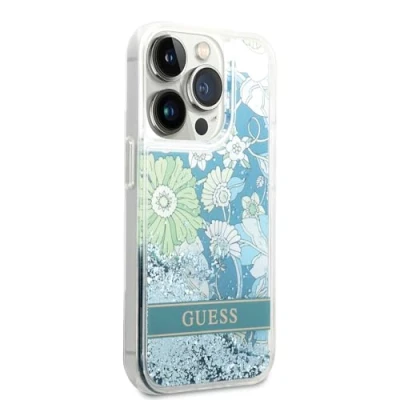 Afbeelding van Guess GUHCP14LLFLSN iPhone 14 Pro 6.1 groen/groen hardcase Flower Liquid Glitter