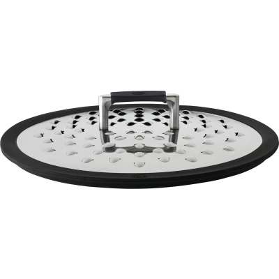 Afbeelding van Rösle Keuken Silence Pro Spatdeksel voor Ø 24 en 28 cm Zilver Zwart Roestvast Staal Siliconen