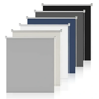 Afbeelding van Sanfree Verduisteringsrolgordijn, thermisch, ondoorzichtig, zonwering en warmte isolerend, zilveren coating, met zijkoord, inkijkbescherming, zonder boren, lichtgrijs, 85 x 160 cm (b h)