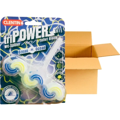 Afbeelding van Clentin Tri Power WC blokje Oceaan Fris Doos 12 stuks